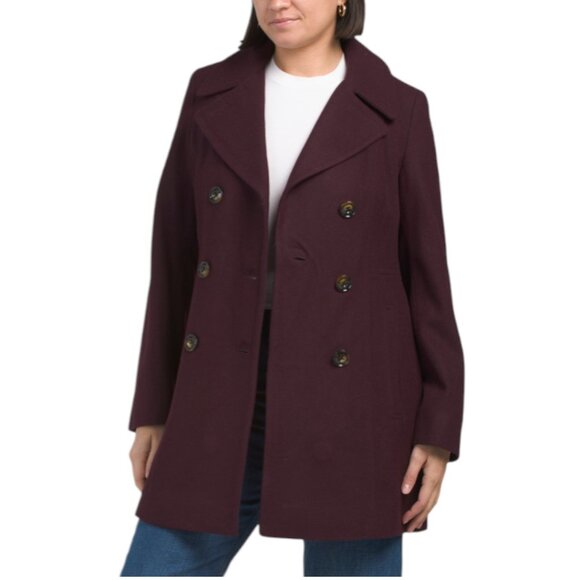 ANNE KLEIN Wool Blend Double Breasted Peacoat - Picture 1 of 2